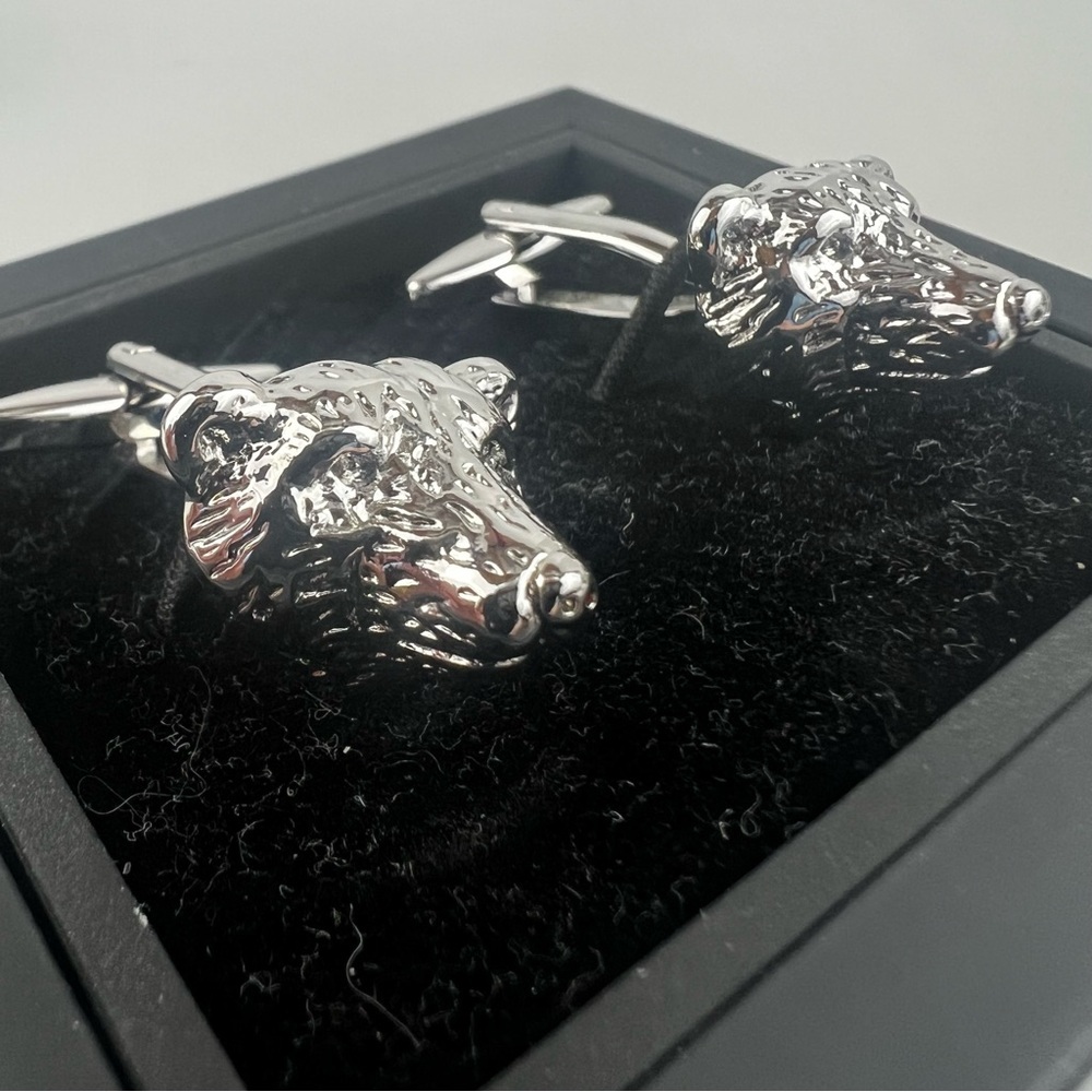 Bear Silver Tone Cufflinks